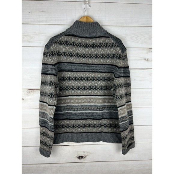 Sundance Sweater Mens XL Lambswool 1/4 Zip Pullover Geometric Fair Isle - Picture 2 of 6
